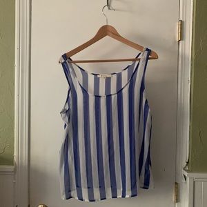 Forever 21 Sheer Blue White Striped Tank NWT L